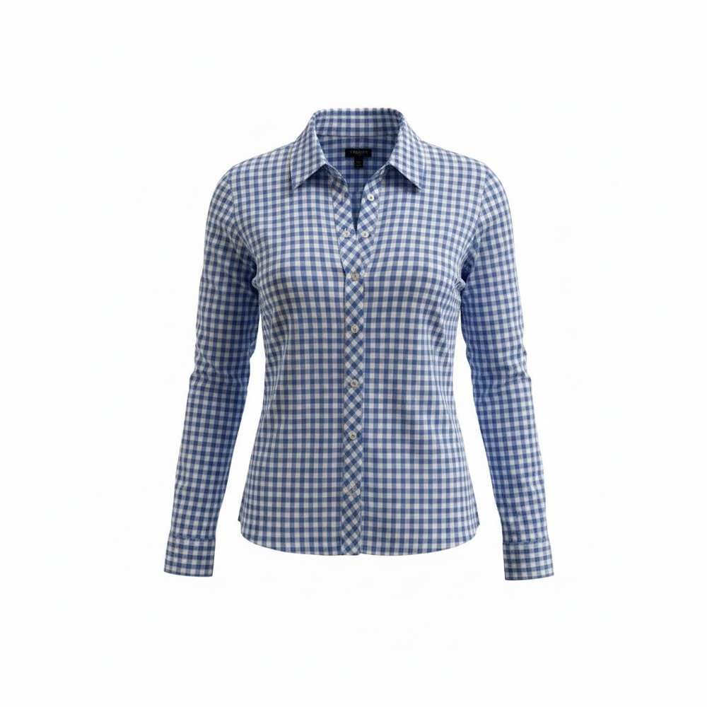 Talbots Blue Gingham Petite Button Down Shirt Womens Size XLP